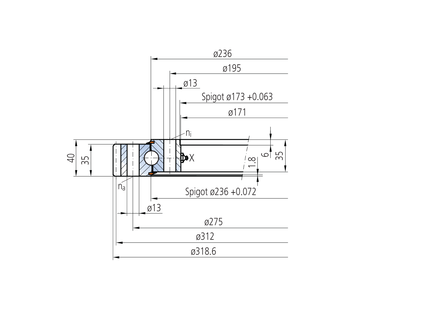 IMO Other Standard Ball Series External gear outline drawing
