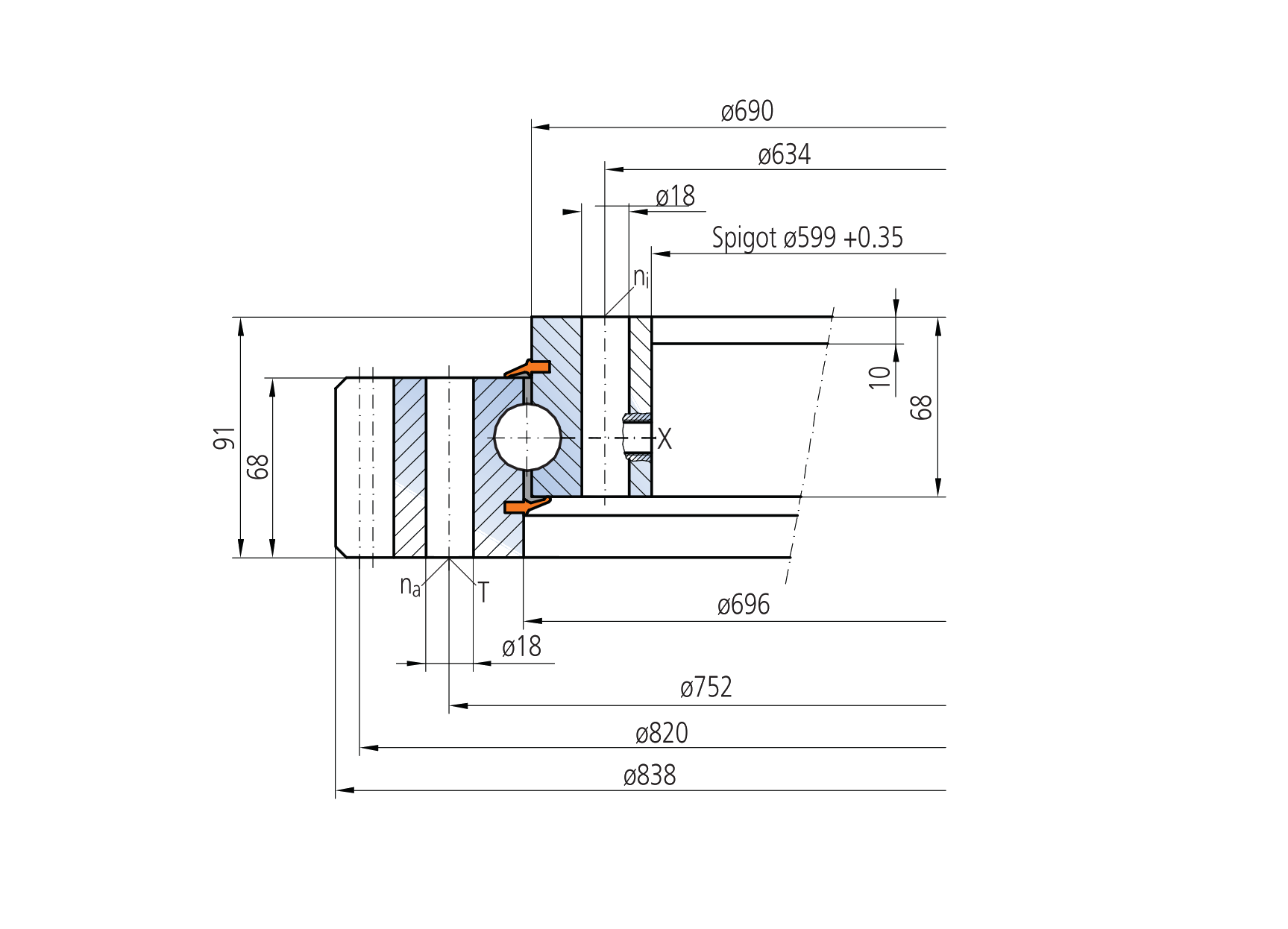 IMO Other Standard Ball Series External gear outline drawing