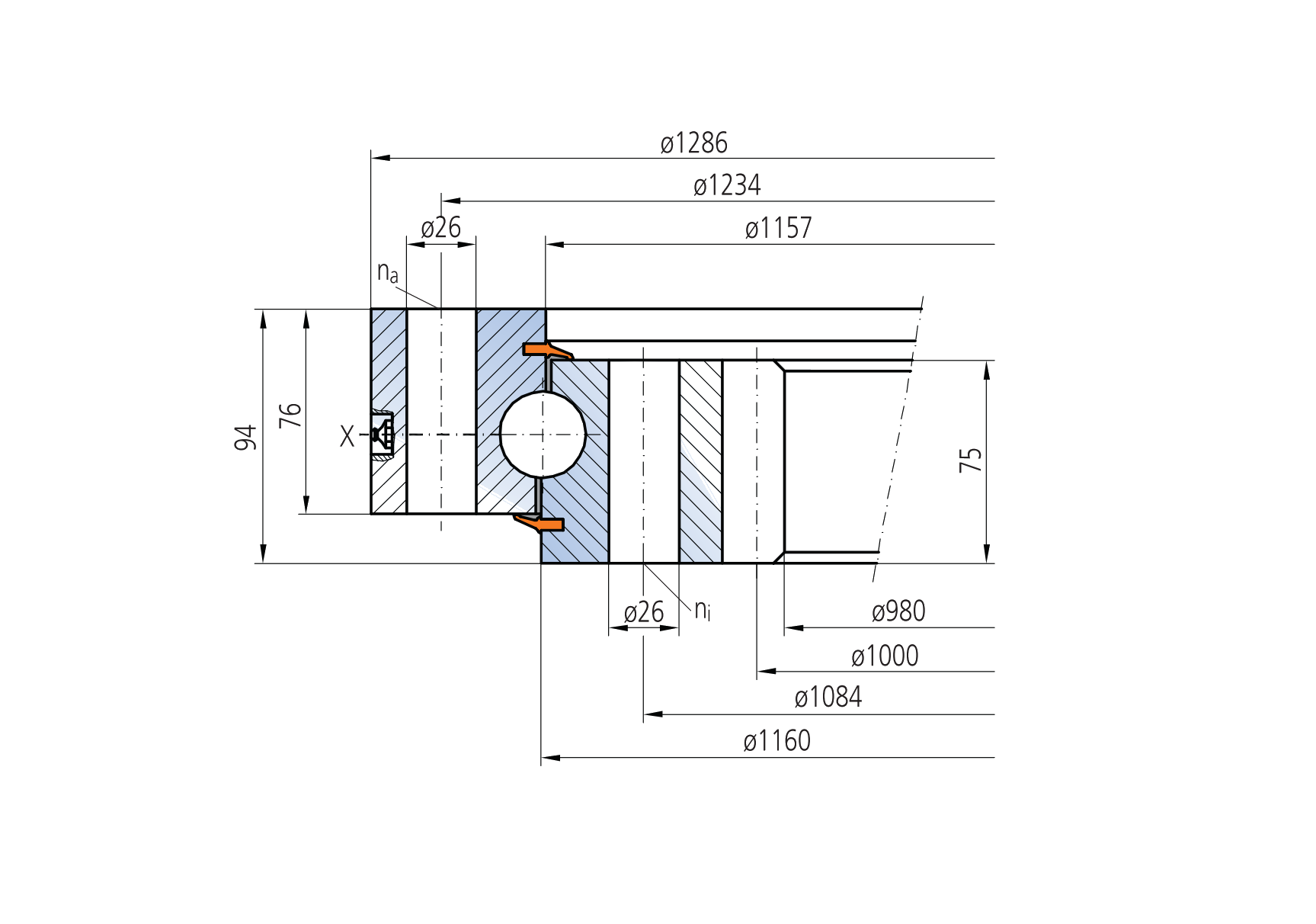IMO Other Standard Ball Series Internal gear outline drawing