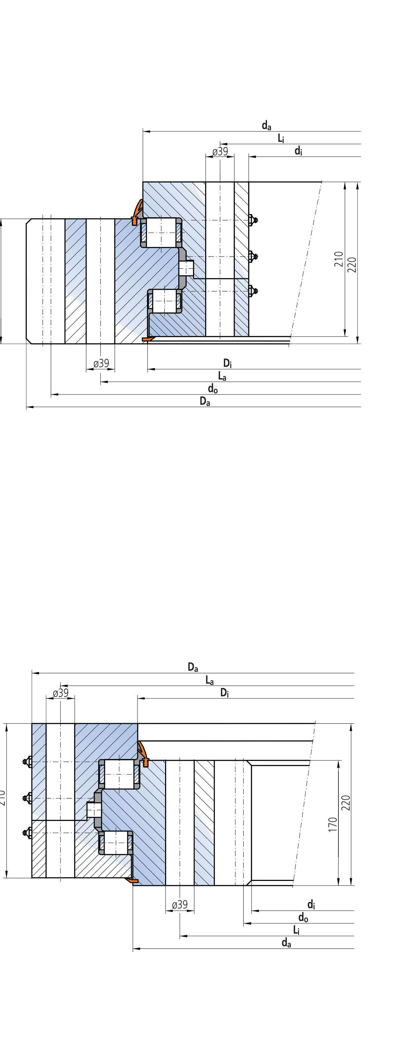 IMO 340 Series Internal gear outline drawing