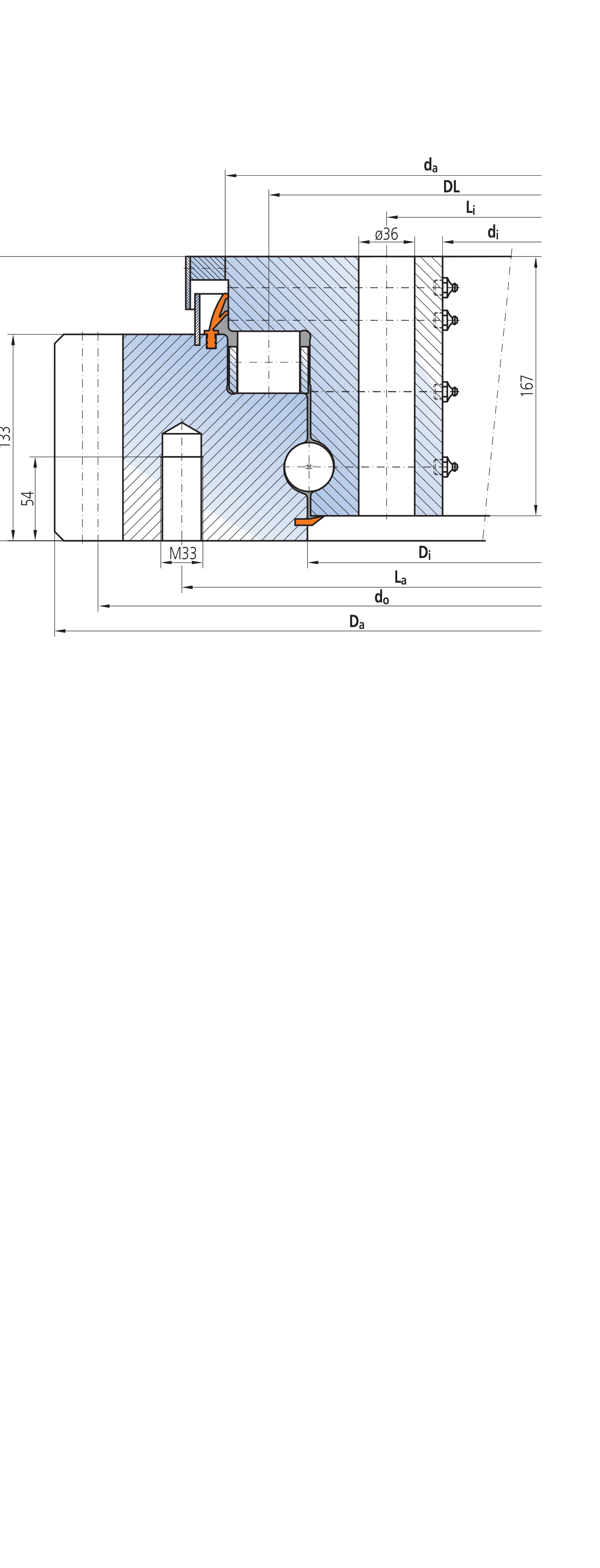 IMO 540 Series External gear outline drawing