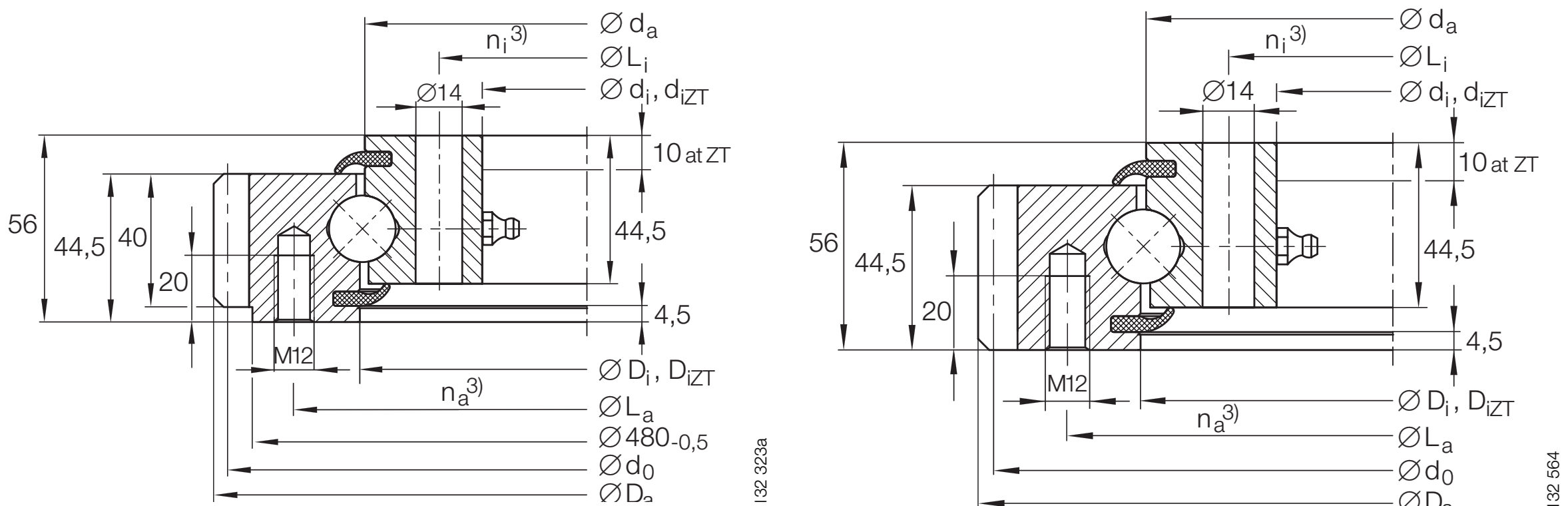 INA VSA 20 Series External gear outline drawing