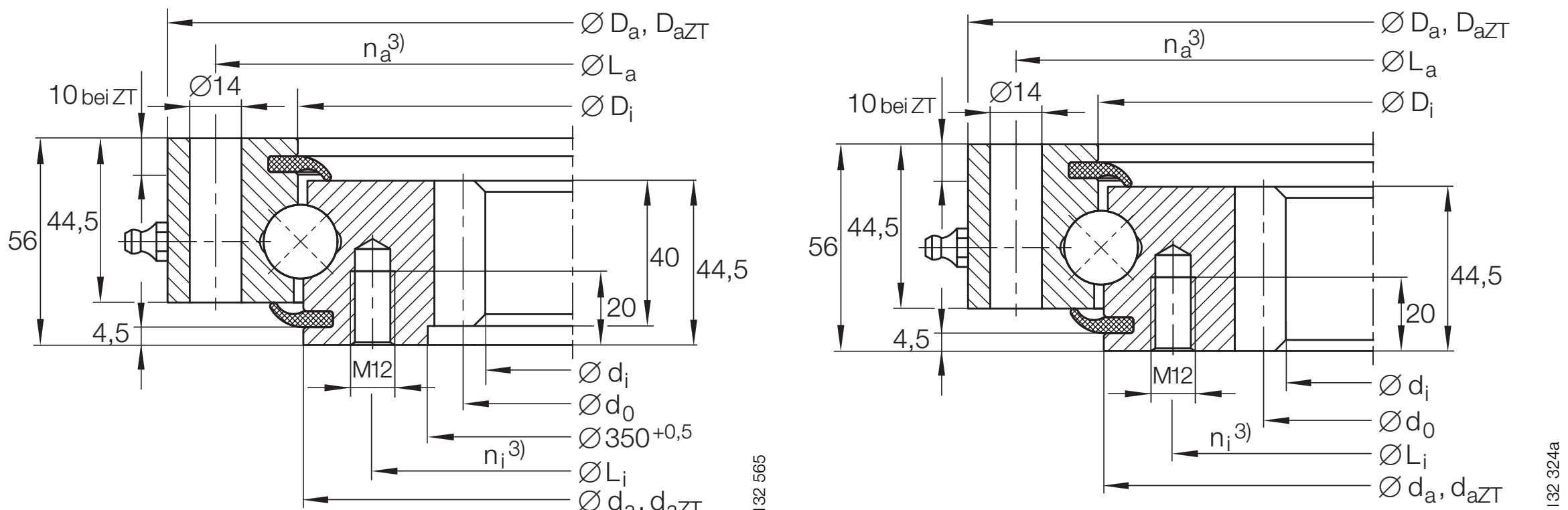 INA VSI 20 Series Internal gear outline drawing