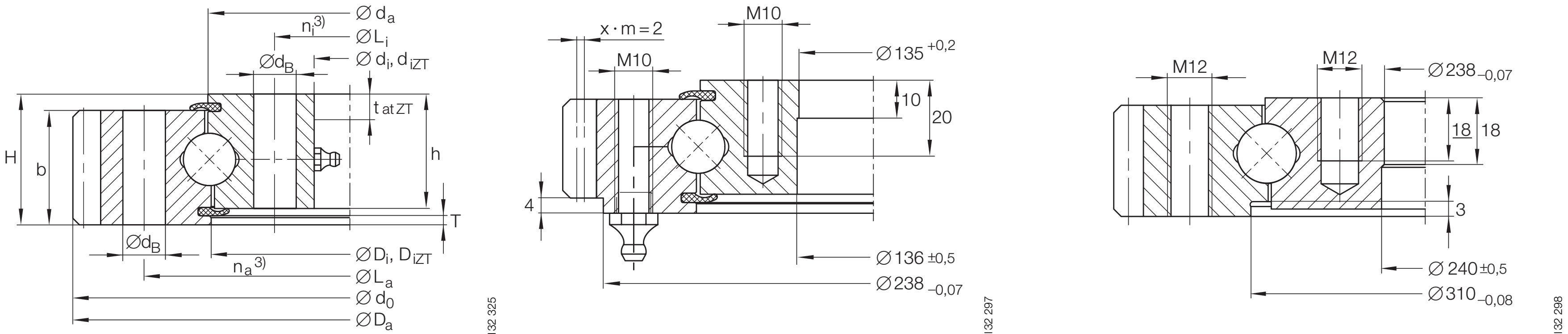 INA VA Series External gear outline drawing