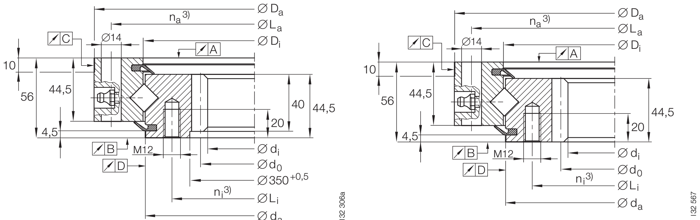 INA XSI 14 Series Internal gear outline drawing