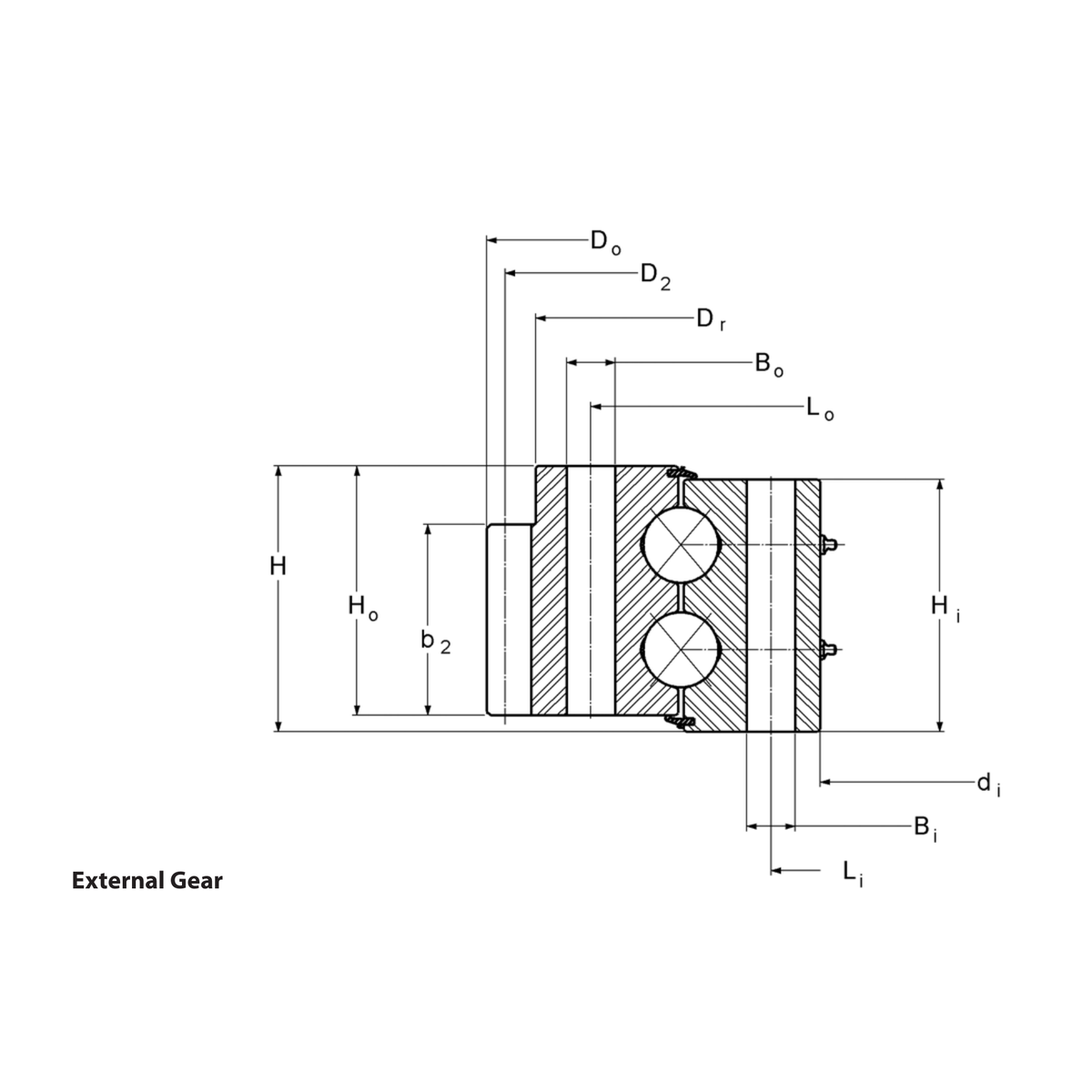 Kaydon DT Series External gear outline drawing