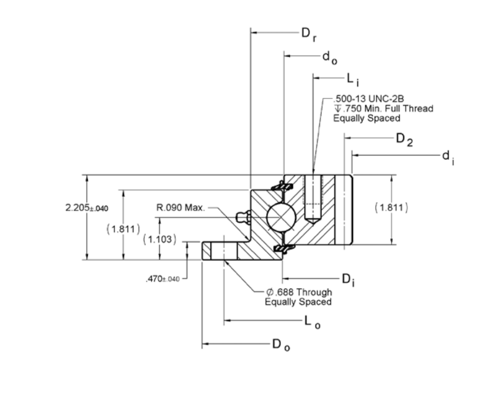 Kaydon RK Series Internal gear outline drawing