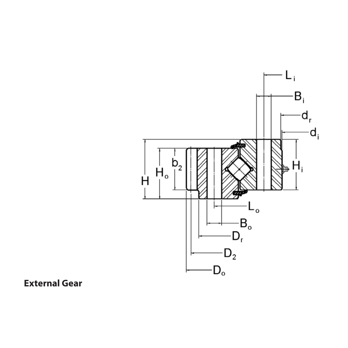 Kaydon XR Series External gear outline drawing