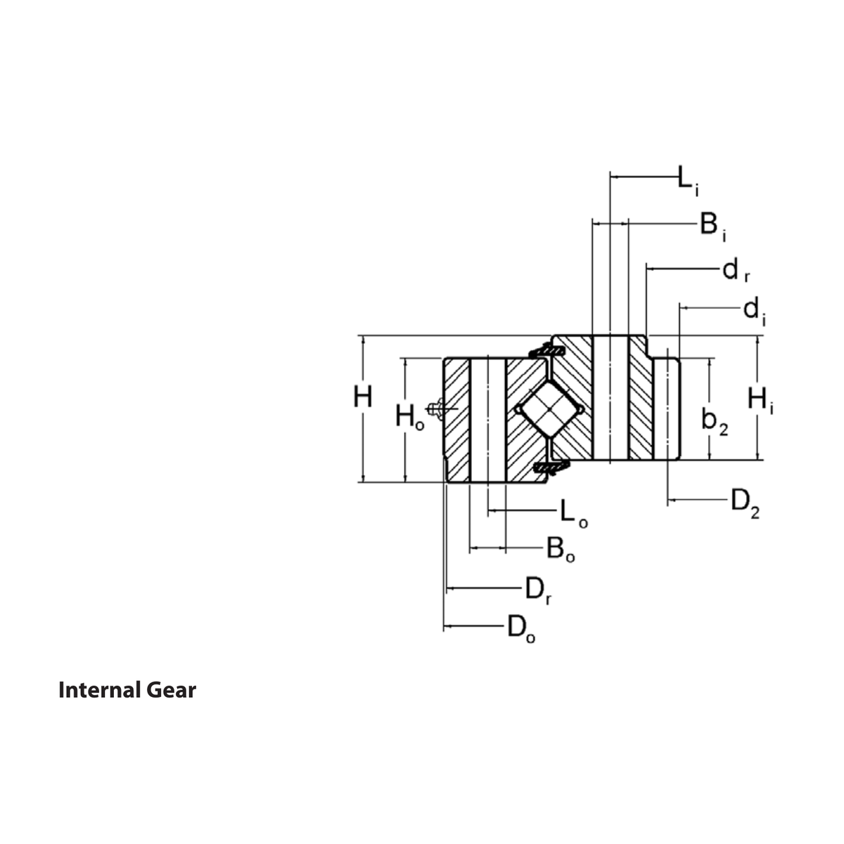 Kaydon XR Series Internal gear outline drawing