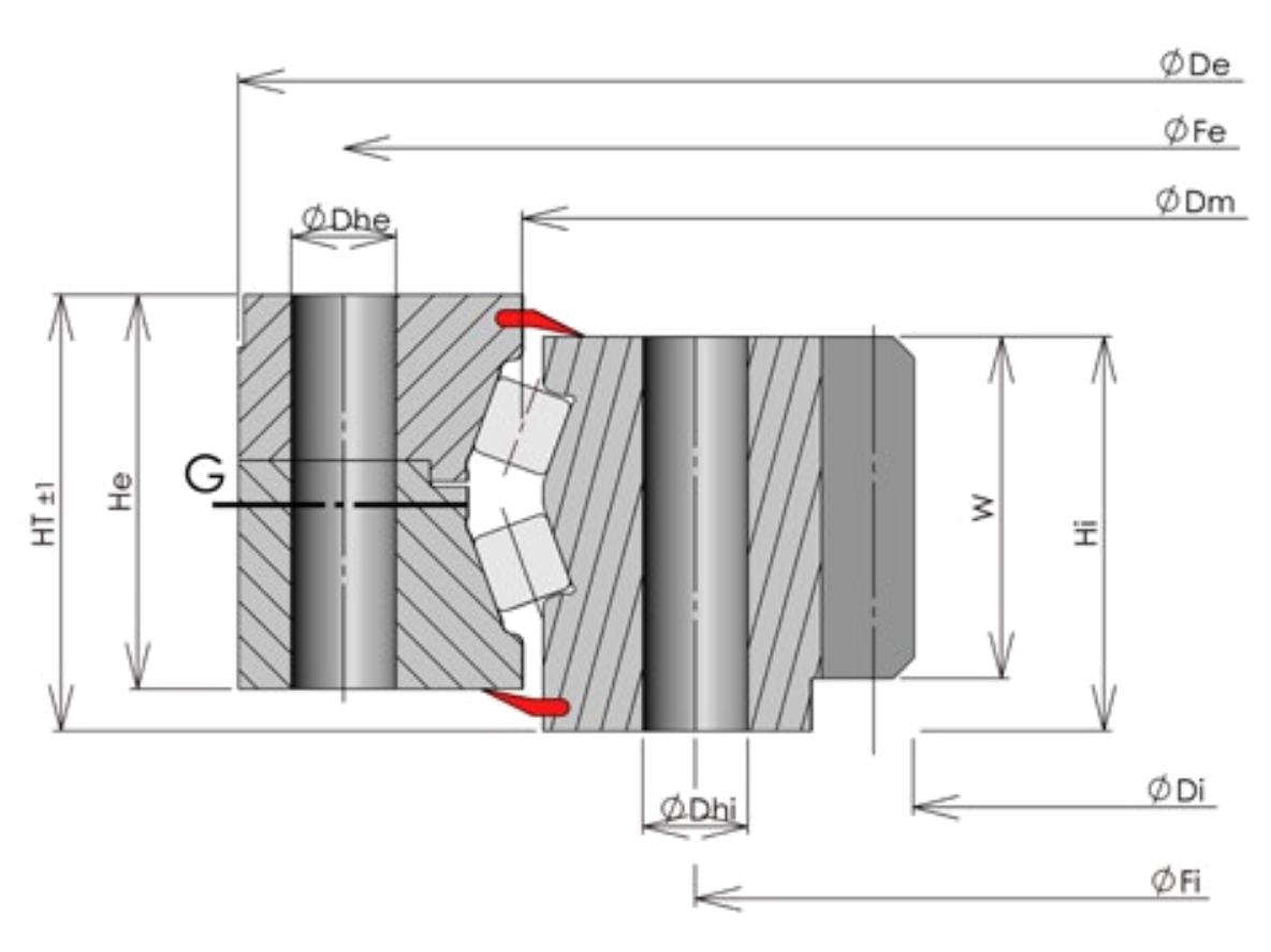 ROLLIX 74 Series Internal gear outline drawing