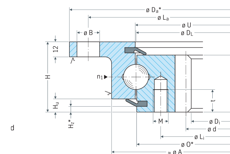Rothe Erde 23 Series Internal gear outline drawing