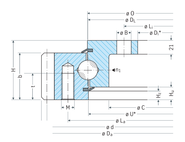 Rothe Erde 28 Series External gear outline drawing