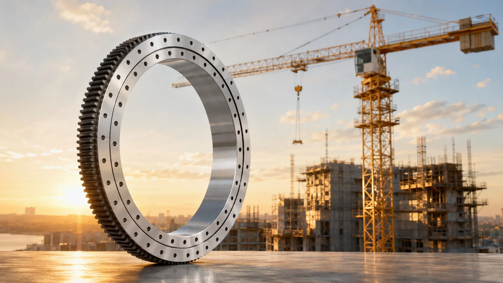 Single-row ball slewing bearing for a tower crane