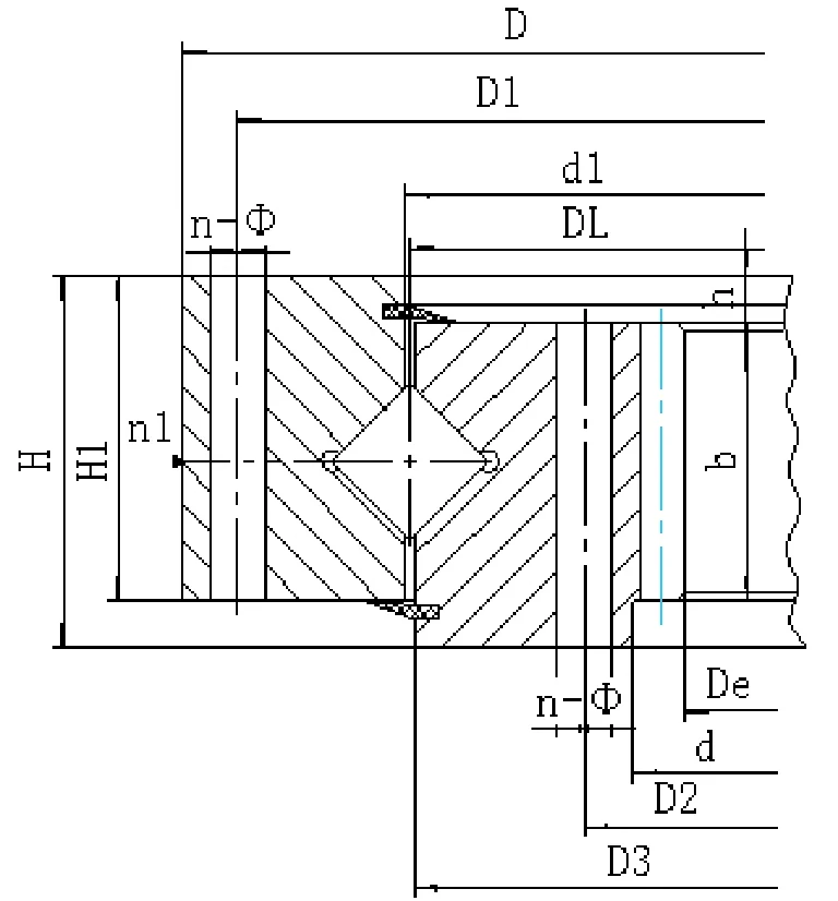 113/114 Series Internal Gear Crossed Roller Slewing Bearings section drawing