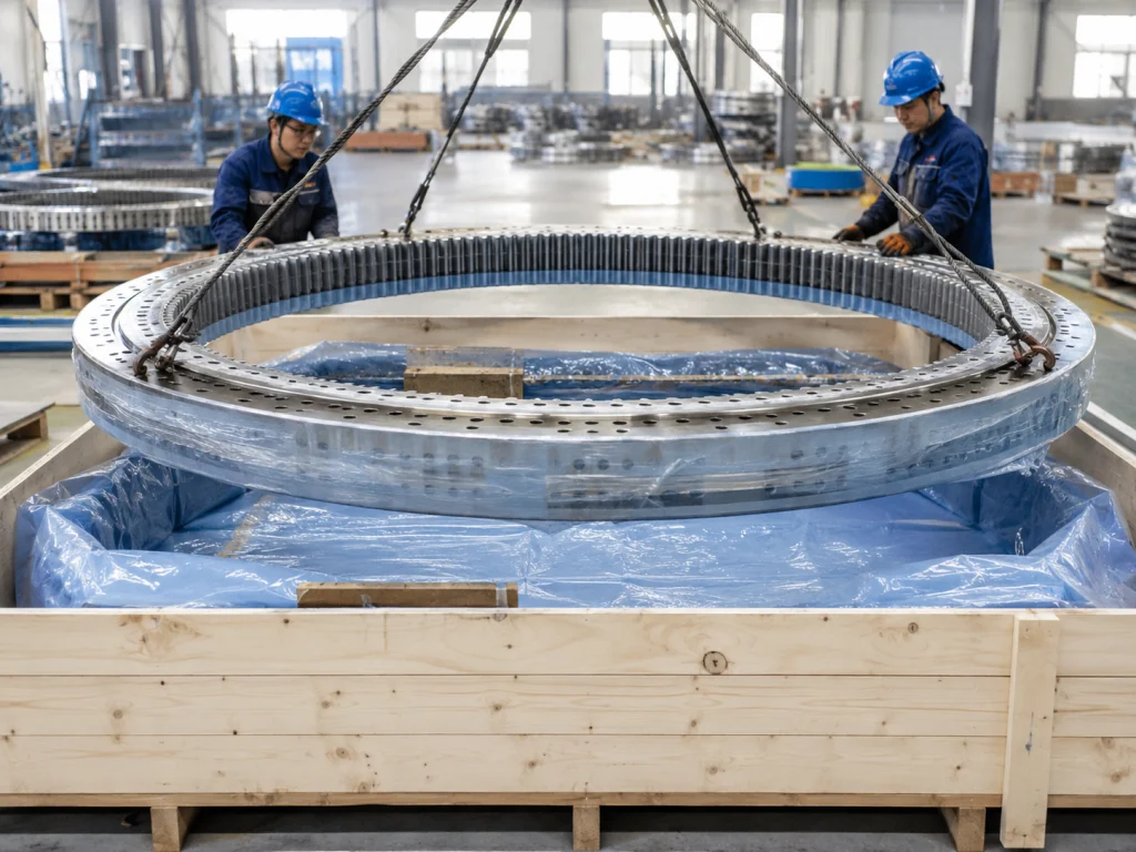 Finished slewing bearing packing and release for export shipment