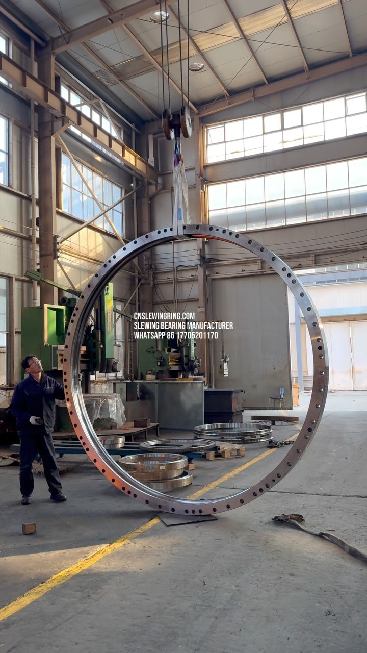 A large slewing bearing with an outer diameter of more than 3 meters, this is its outer ring.