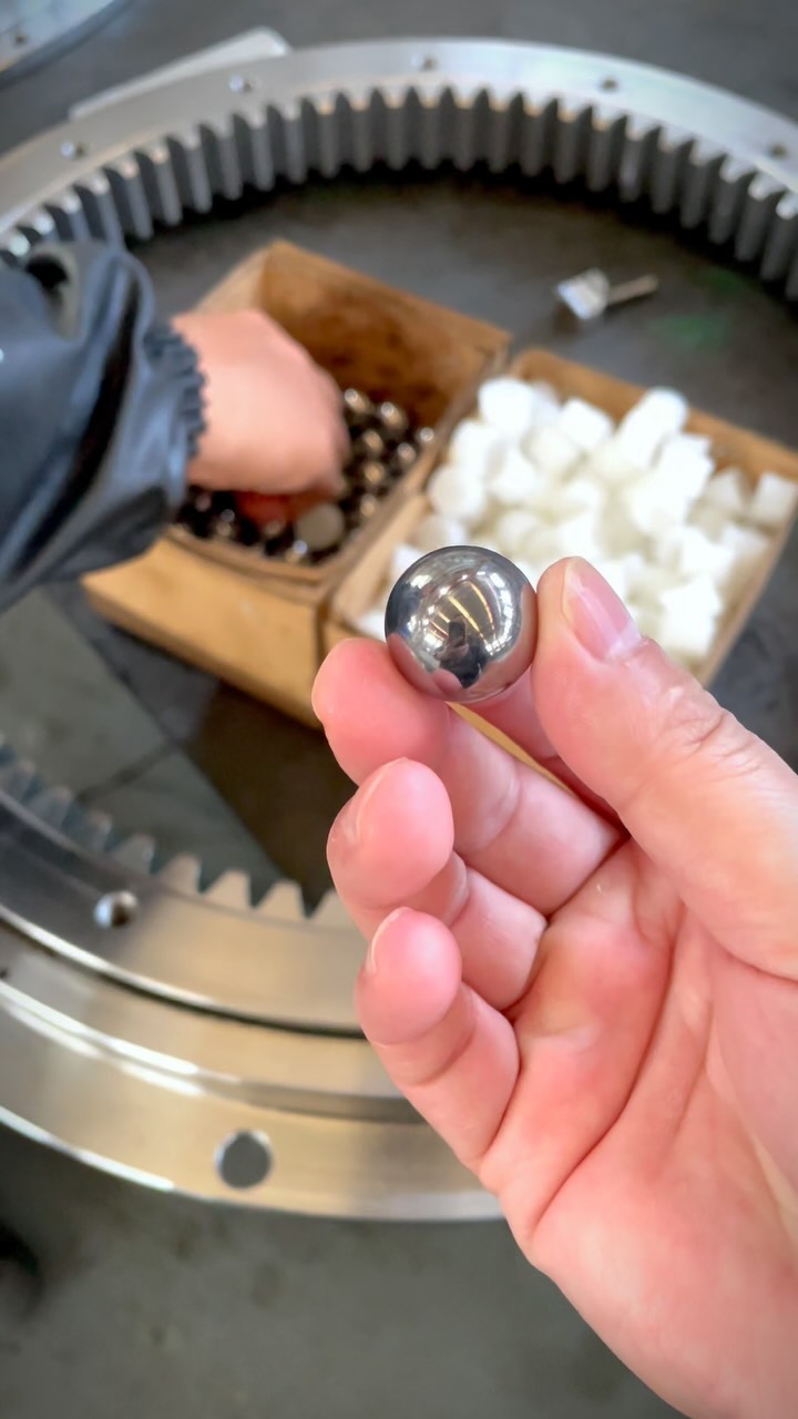 This is a flange type single row ball structure slewing bearing.