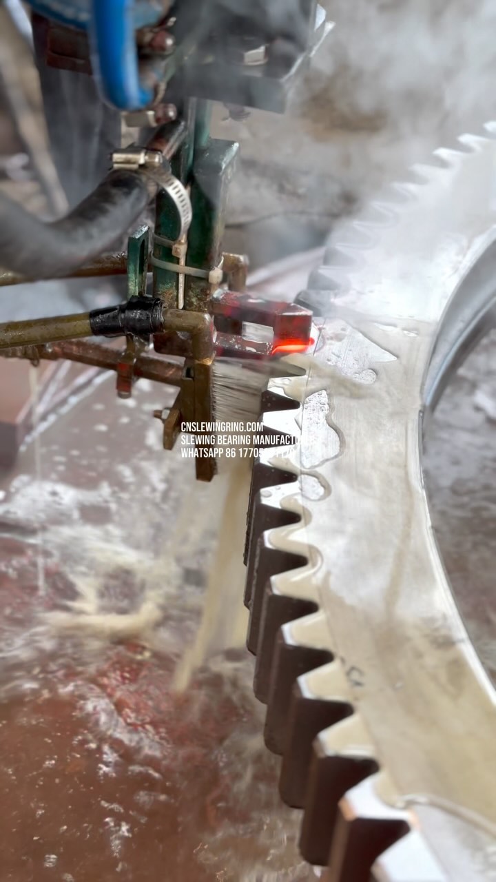 Heat treatment process of slewing bearing teeth. cnslewingring.com Slewing bearing manufacturer WhatsApp 86 17705201170