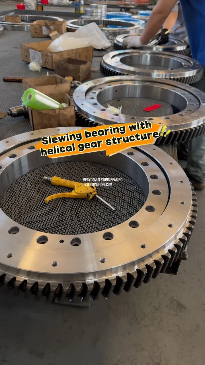Slewing bearing with helical gear structure