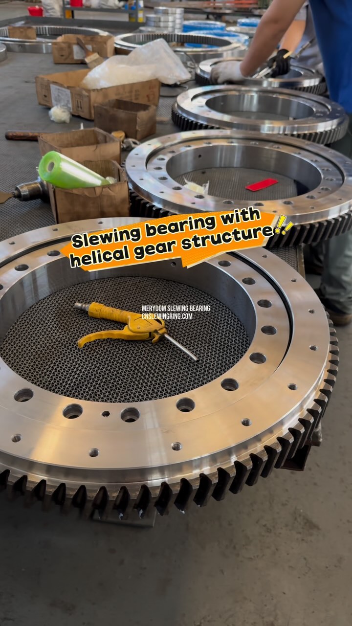 Slewing bearing with helical gear structure