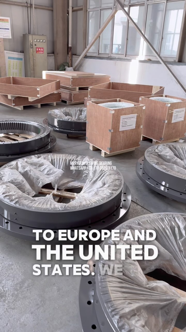 Our factory’s shipping area is filled with various specifications of slewing bearings ready to be shipped to Europe…
