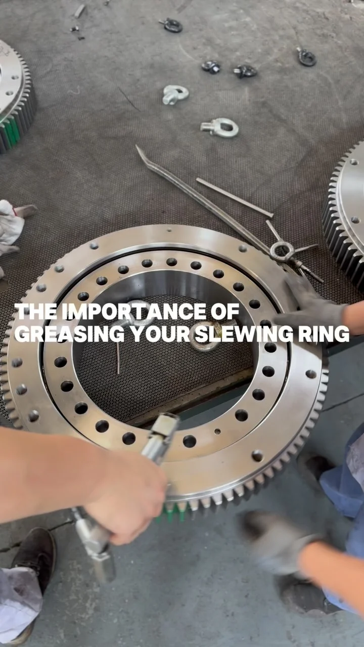 How to grease a slewing bearing: • Use the grease fitting or nipple located on the bearing. •…
