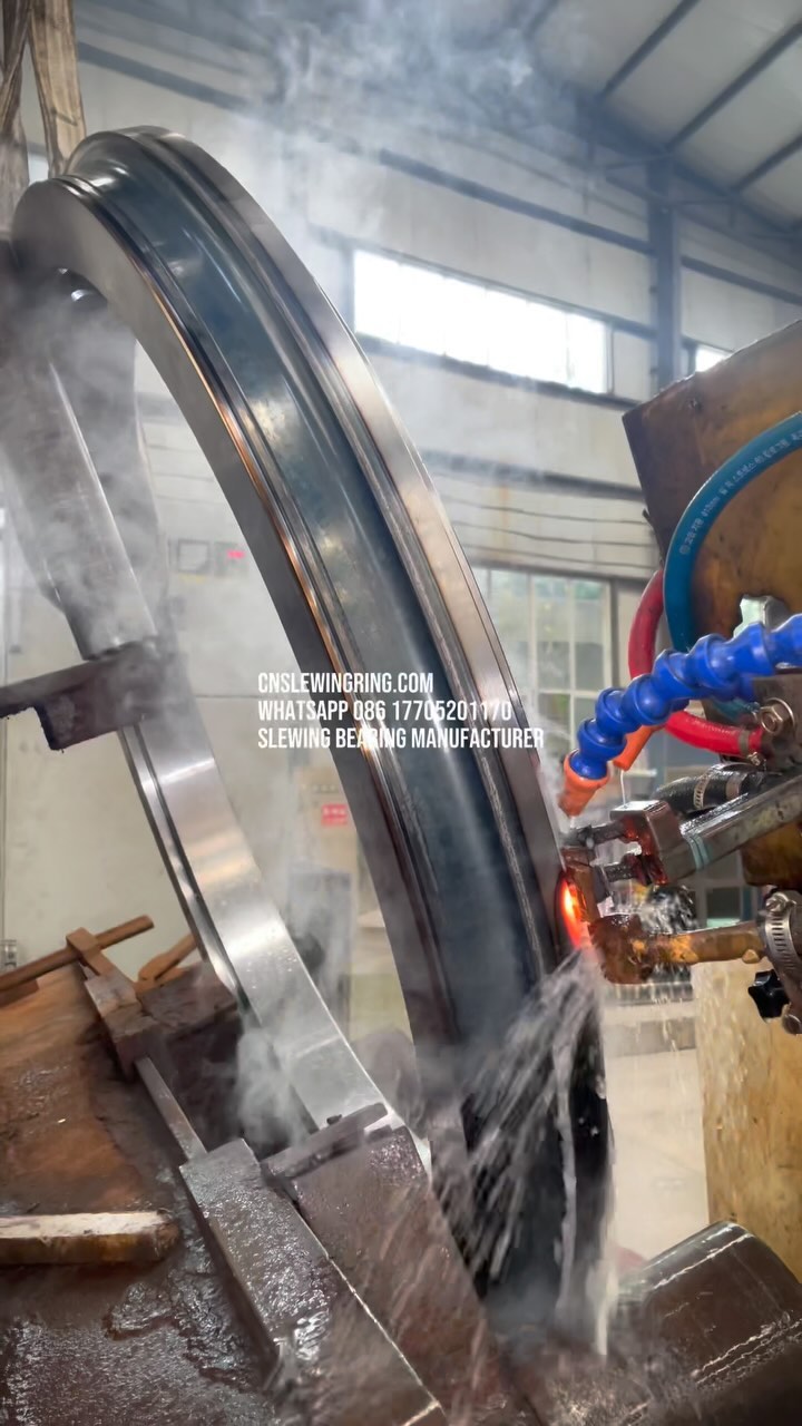 Heat treatment of slewing bearing raceway.