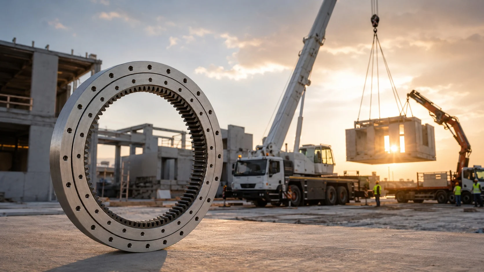 Measuring a worn loader crane slewing ring for replacement