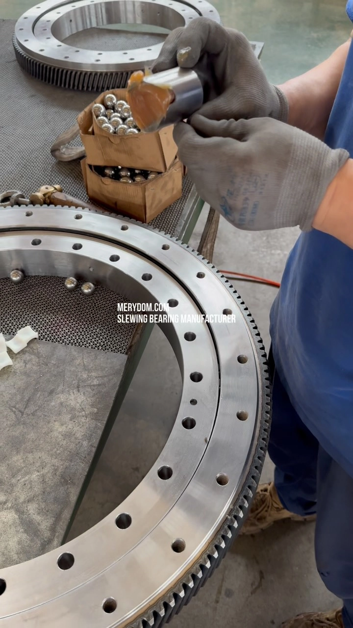 After the rolling elements are loaded into the slewing bearing, the loading hole shall be sealed with a…