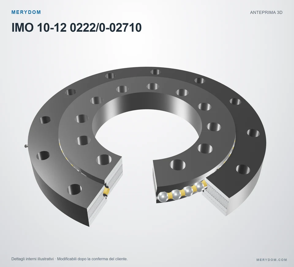 Anteprima del modello 3D del cuscinetto di rotazione sostitutivo MERYDOM per IMO 10-12 0222/0-02710.