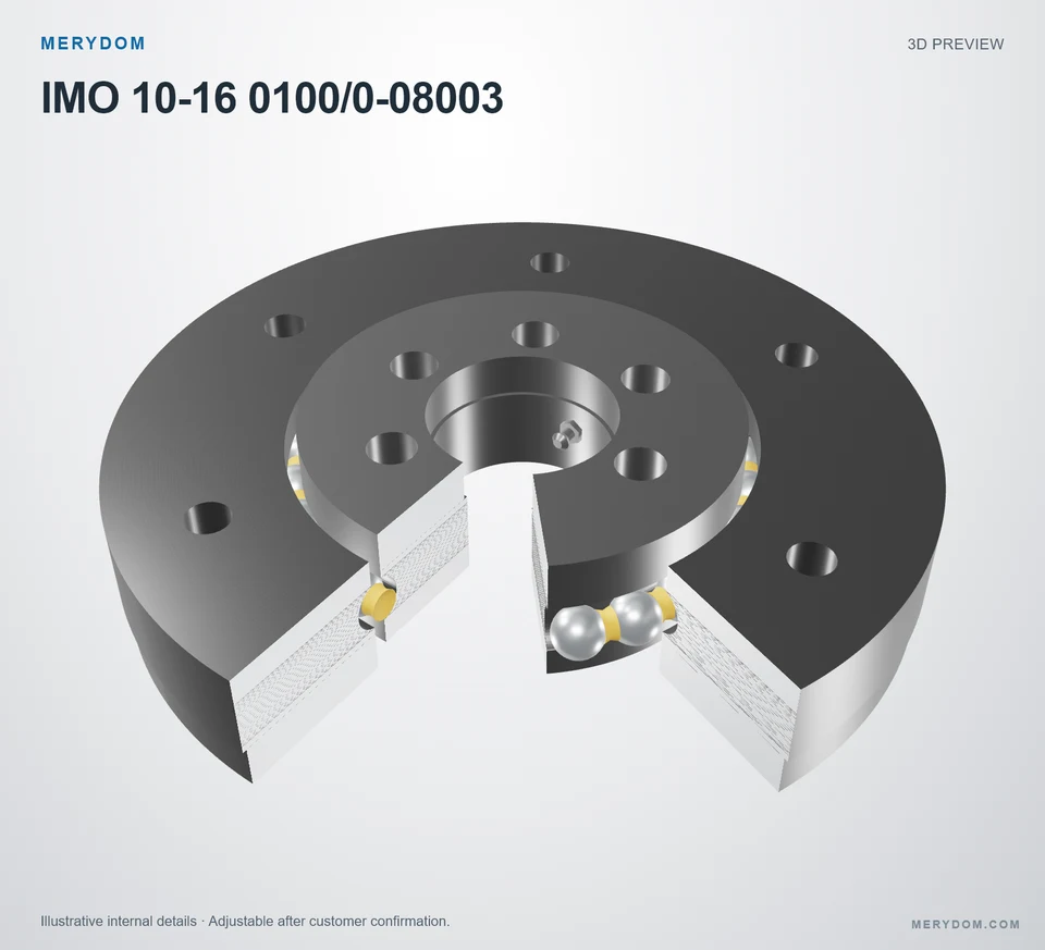 3D model preview of the MERYDOM replacement slewing bearing for IMO 10-16 0100/0-08003.