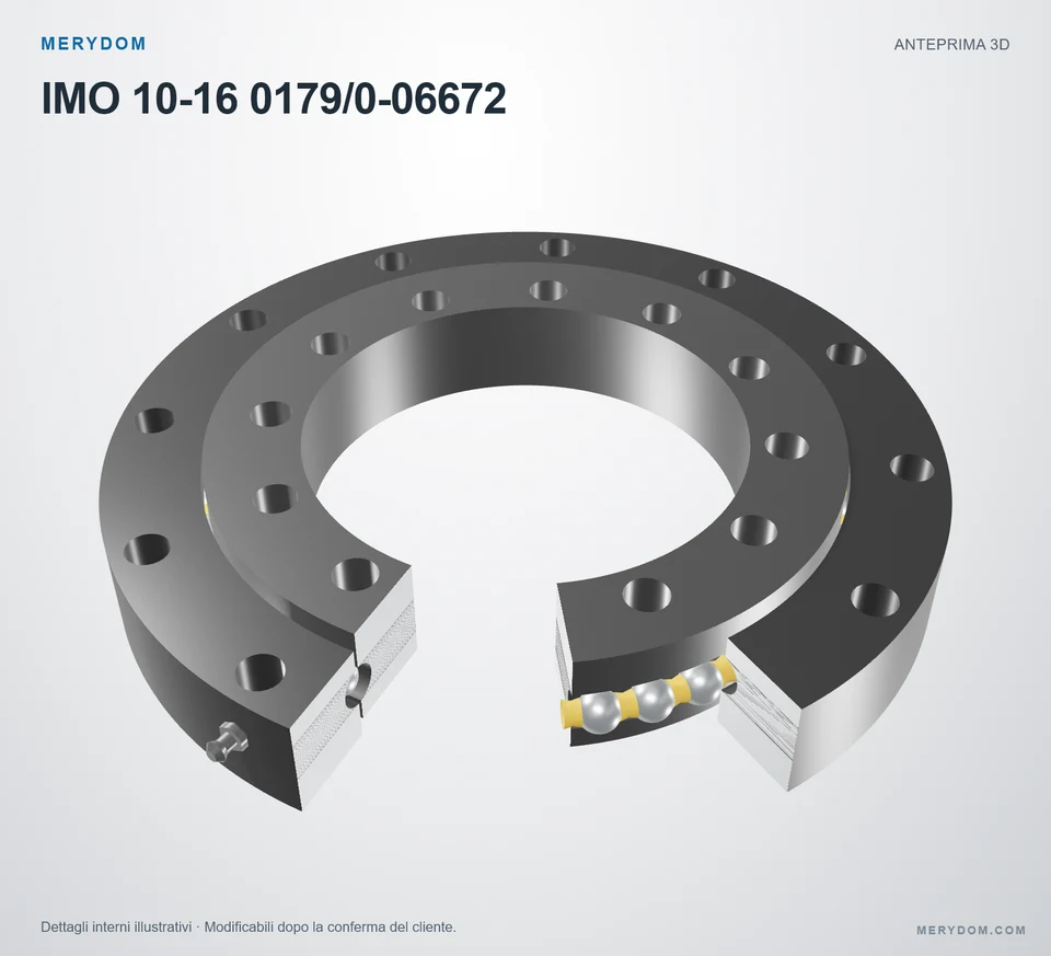 Anteprima del modello 3D del cuscinetto di rotazione sostitutivo MERYDOM per IMO 10-16 0179/0-06672.
