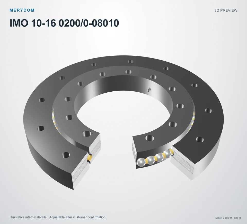 3D model preview of the MERYDOM replacement slewing bearing for IMO 10-16 0200/0-08010.