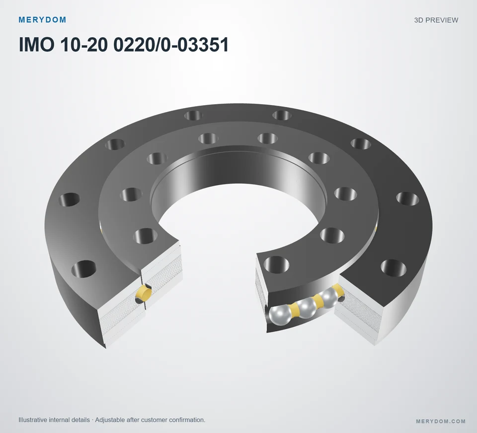 3D model preview of the MERYDOM replacement slewing bearing for IMO 10-20 0220/0-03351.