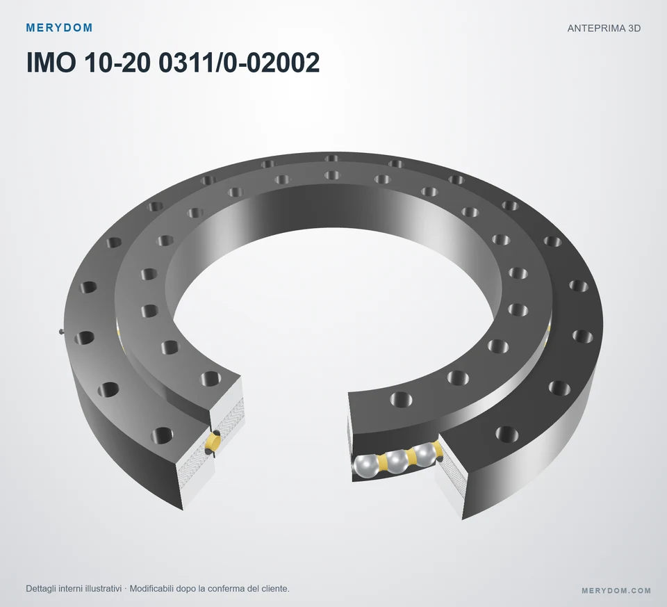 Anteprima del modello 3D del cuscinetto di rotazione sostitutivo MERYDOM per IMO 10-20 0311/0-02002.