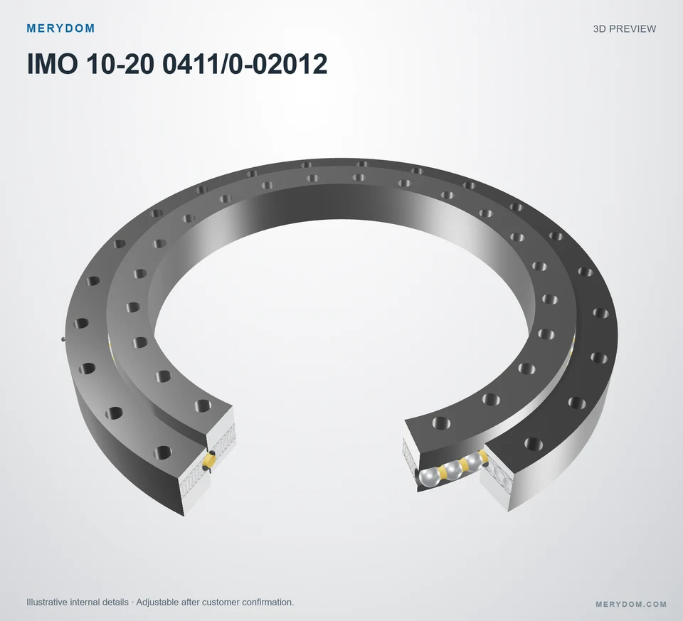 3D model preview of the MERYDOM replacement slewing bearing for IMO 10-20 0411/0-02012.
