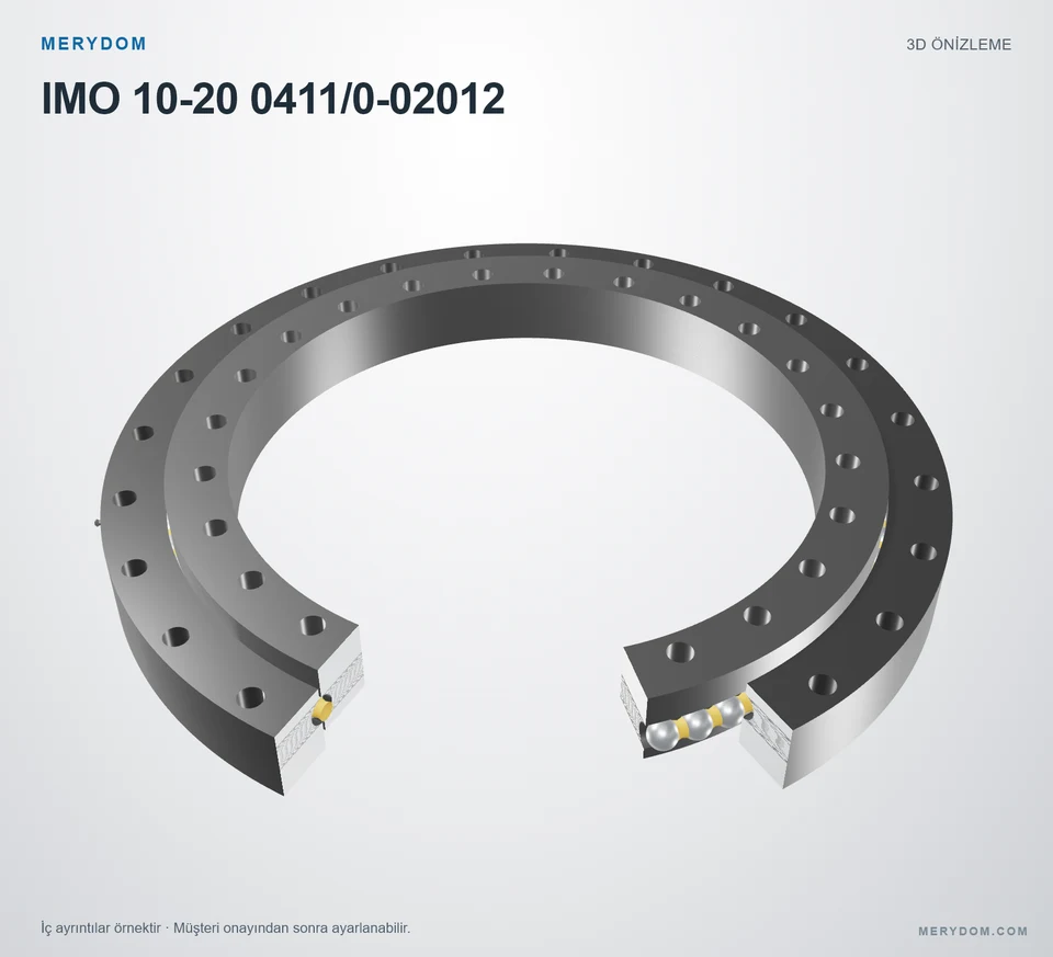 IMO 10-20 0411/0-02012 için MERYDOM muadil döner tabla rulmanının 3D model önizlemesi.