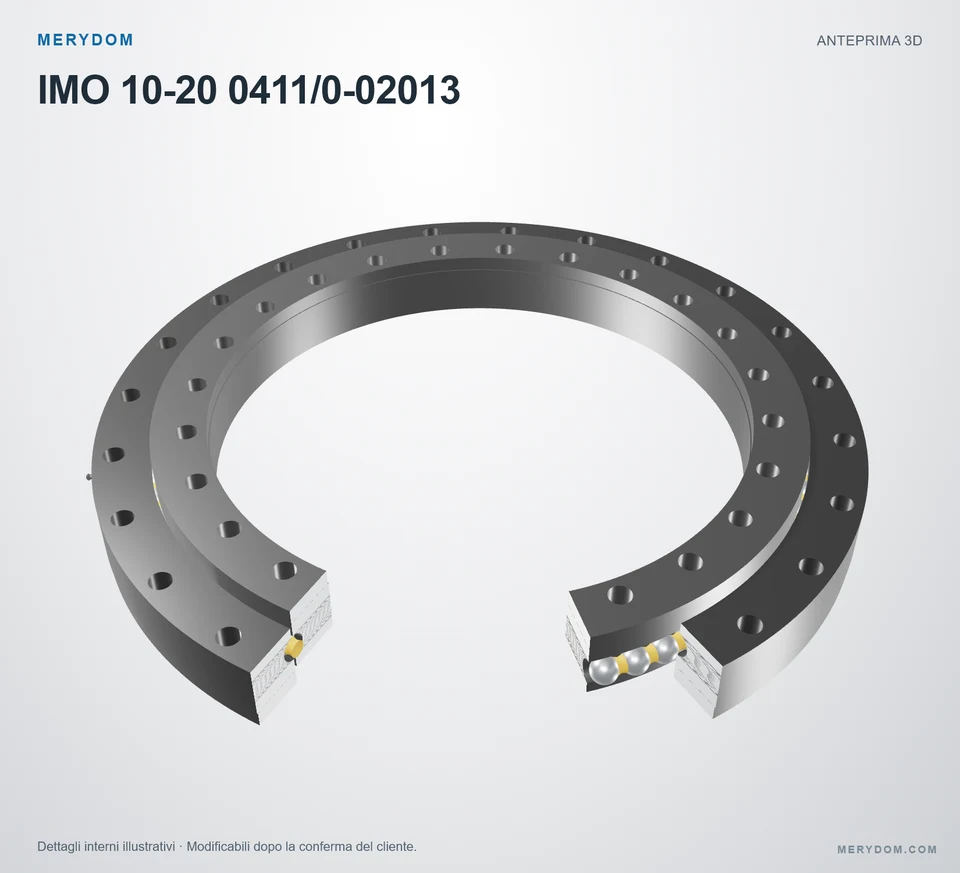 Anteprima del modello 3D del cuscinetto di rotazione sostitutivo MERYDOM per IMO 10-20 0411/0-02013.