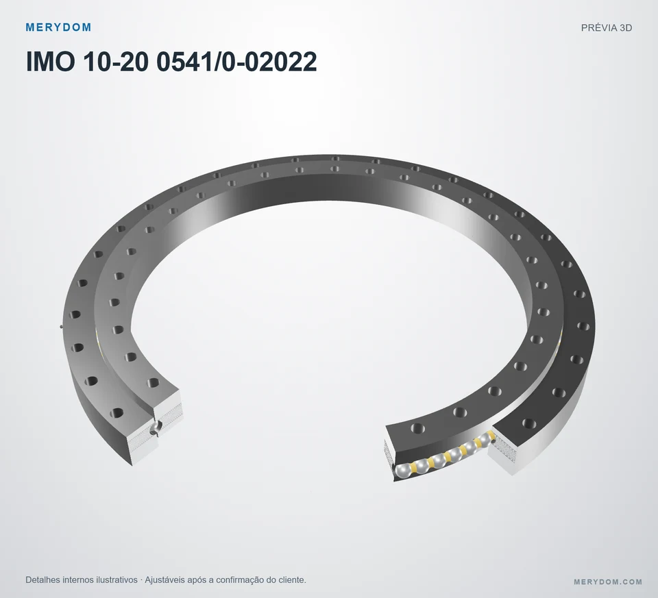 Prévia do modelo 3D do rolamento de giro de substituição MERYDOM para IMO 10-20 0541/0-02022.