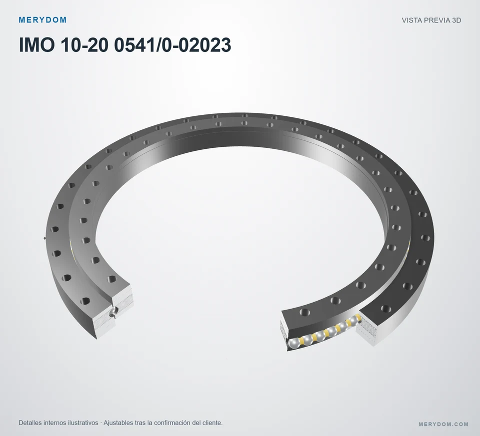 Vista previa del modelo 3D de la corona de giro de sustitución MERYDOM para IMO 10-20 0541/0-02023.