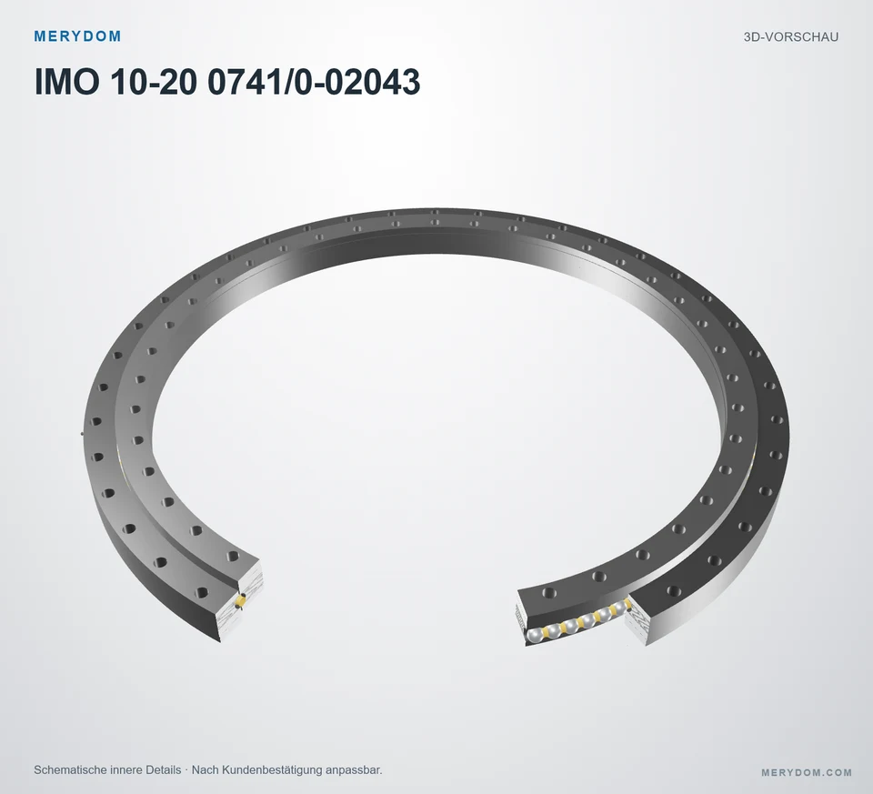 Vorschau des 3D-Modells des MERYDOM-Ersatzdrehkranzes für IMO 10-20 0741/0-02043.