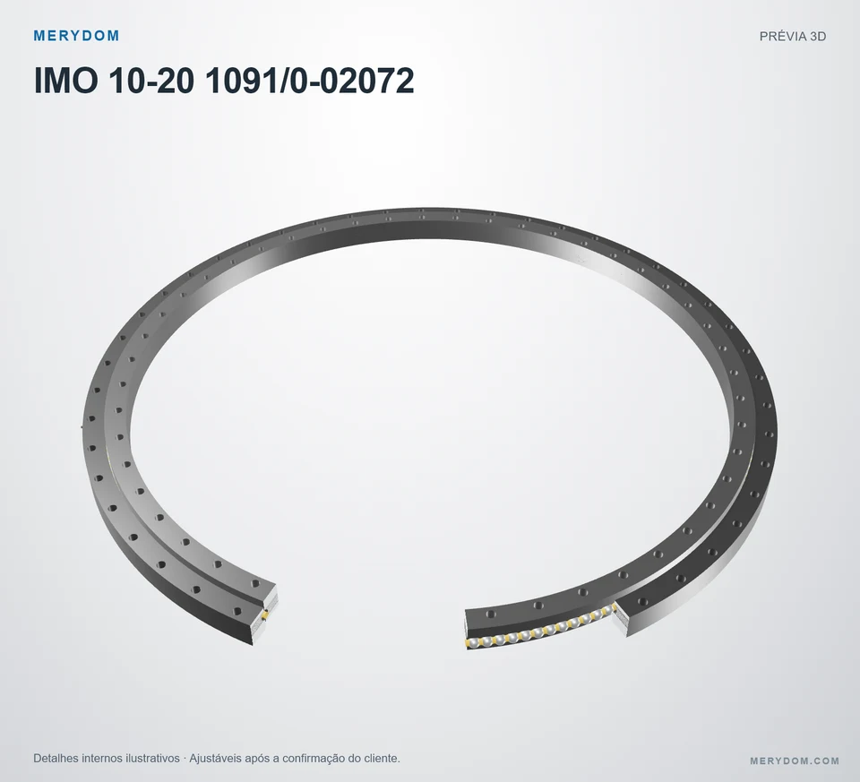 Prévia do modelo 3D do rolamento de giro de substituição MERYDOM para IMO 10-20 1091/0-02072.