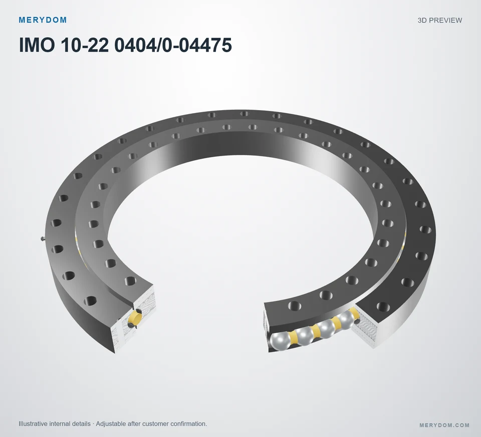 3D model preview of the MERYDOM replacement slewing bearing for IMO 10-22 0404/0-04475.