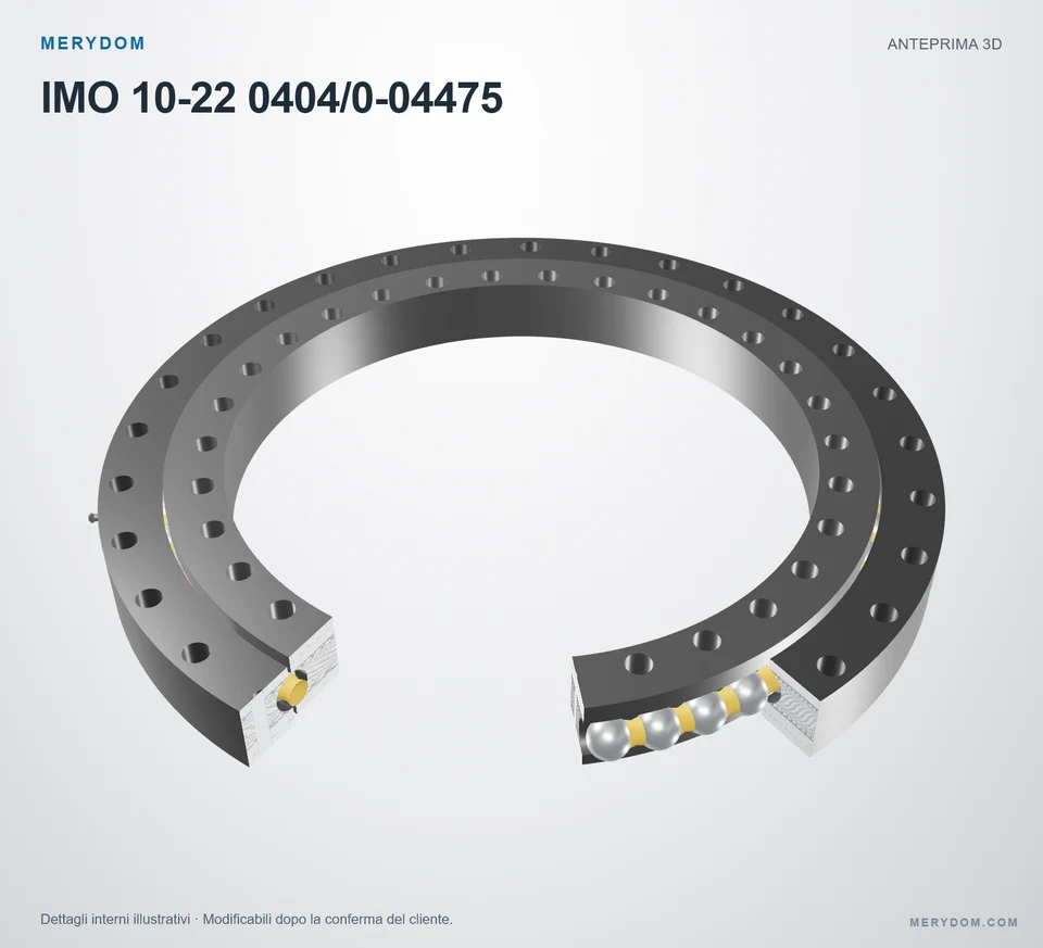 Anteprima del modello 3D del cuscinetto di rotazione sostitutivo MERYDOM per IMO 10-22 0404/0-04475.