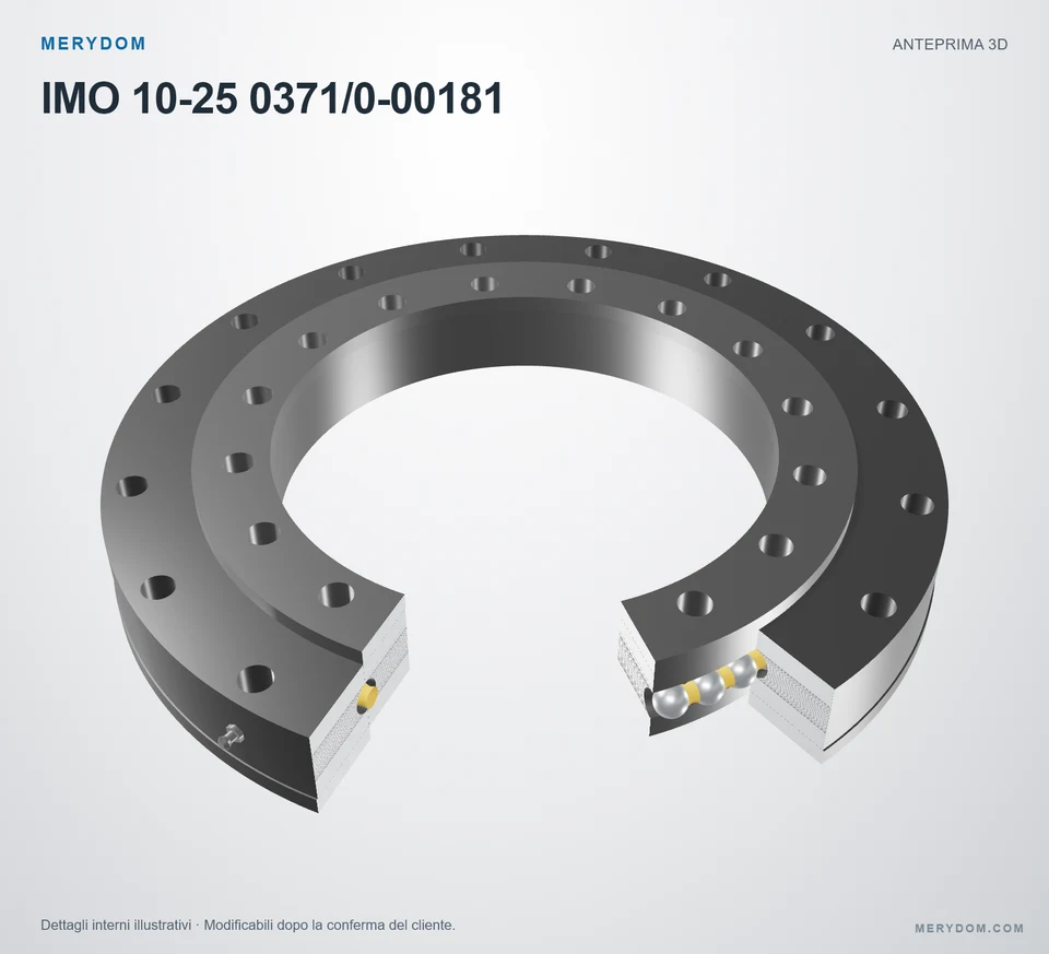Anteprima del modello 3D del cuscinetto di rotazione sostitutivo MERYDOM per IMO 10-25 0371/0-00181.