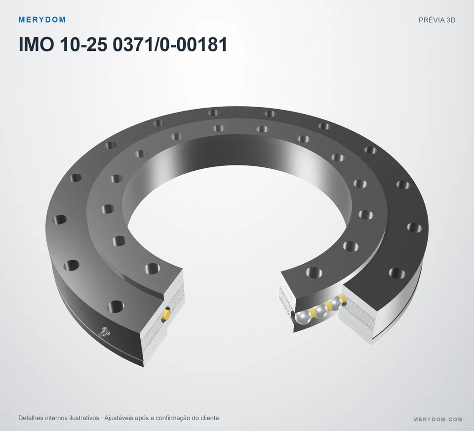 Prévia do modelo 3D do rolamento de giro de substituição MERYDOM para IMO 10-25 0371/0-00181.