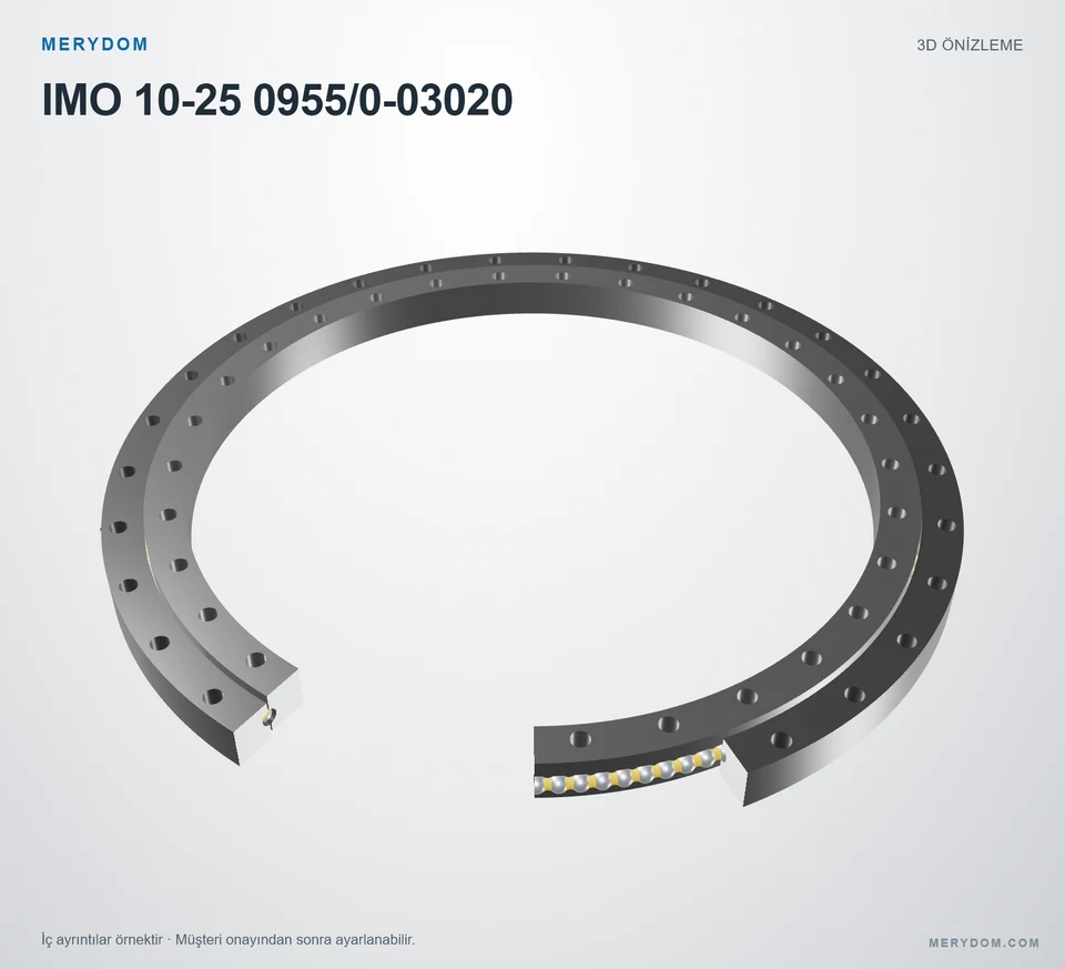 IMO 10-25 0955/0-03020 için MERYDOM muadil döner tabla rulmanının 3D model önizlemesi.