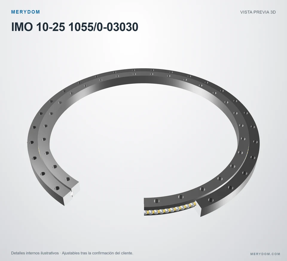 Vista previa del modelo 3D de la corona de giro de sustitución MERYDOM para IMO 10-25 1055/0-03030.