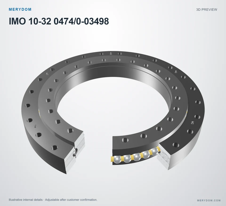 3D model preview of the MERYDOM replacement slewing bearing for IMO 10-32 0474/0-03498.