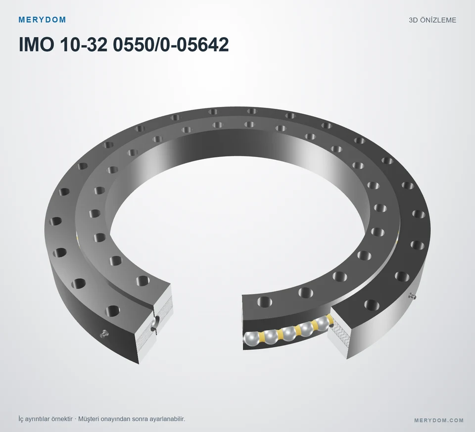 IMO 10-32 0550/0-05642 için MERYDOM muadil döner tabla rulmanının 3D model önizlemesi.